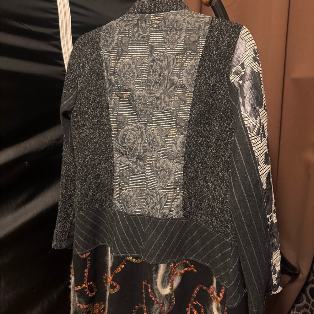 Unique Multicolor Long Coat With Button Details P… - image 4